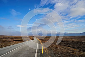 Iceland landscape, road panorama beautiful islandic nature outdoor