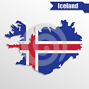 Iceland map with flag inside and ribbon