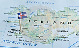 Iceland map flag pin photo