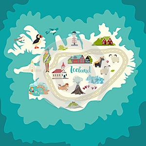 Iceland map landmarks