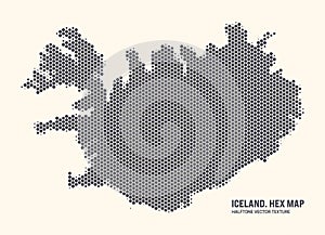 Iceland Map Vector Hexagonal Half Tone Pattern Isolated On Light Background