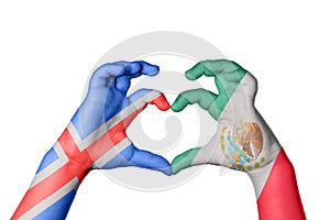 Iceland Mexico Heart, Hand gesture making heart