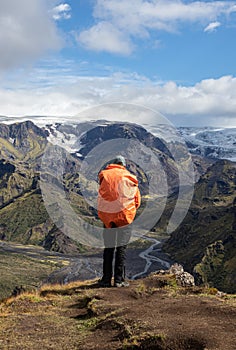 Iceland mountain sunset hiking walking person