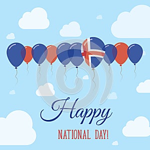 Iceland National Day Flat Patriotic Poster.