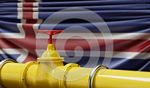 Iceland oil and gas fuel pipeline. Oil industry concept. 3D Rendering