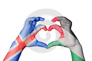 Iceland Palestine Heart, Hand gesture making heart