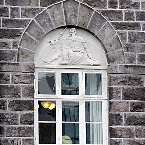 Iceland Parliament window with a giant 2017