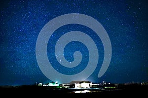 Iceland plains and perfect score of the starry sky