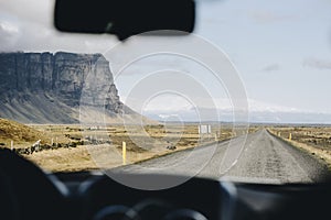 Iceland road trip, view from car.