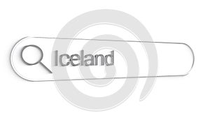 Iceland Search Bar Close Up Single Line Typing Text Box Layout Web Database Browser Engine Concept.