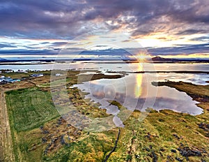 Iceland seen from above - MÃ½vatn Lake, sunset 3