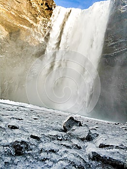 Frozen waterfalls in Iceland photo