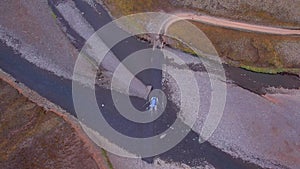 Iceland Slow Safe River Crossing Road Aerial Wide View