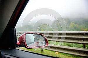 Iceland travel rear view mirror car