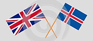 Iceland and UK. The Icelandic and British flags. Official colors. Correct proportion. Vector