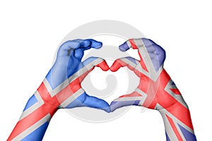 Iceland United Kingdom Heart, Hand gesture making heart