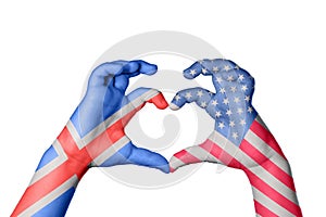 Iceland United States Heart, Hand gesture making heart