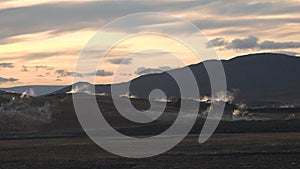 Iceland. Volcanic activity, Earth Geothermal area , fumaroles volcanic boiling mud pots.