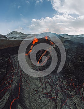 Iceland Volcanic eruption 2021. The volcano Fagradalsfjall is located in the valley Geldingadalir close to Grindavik and