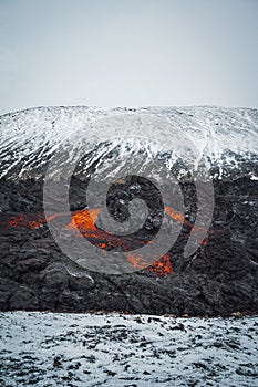 Iceland Volcanic eruption 2021. The volcano Fagradalsfjall is located in the valley Geldingadalir close to Grindavik and