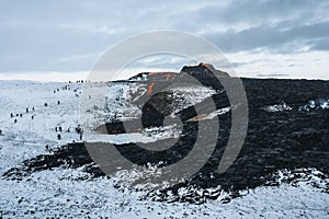 Iceland Volcanic eruption 2021. The volcano Fagradalsfjall is located in the valley Geldingadalir close to Grindavik and