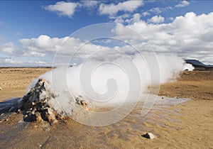 Iceland volcanic landscape steam vent geothermal