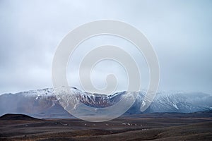 Iceland volcanic mountain snow peak background