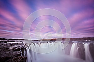 Iceland waterfall Dettifoss in Iceland nature landscape. Famous tourist attractions and landmarks destination in Icelandic nature