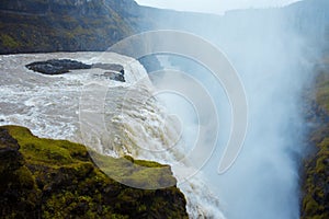 Iceland, waterfall Gullfoss tour of the Golden ring