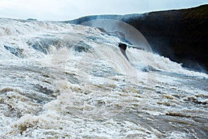 Iceland, waterfall Gullfoss tour of the Golden ring