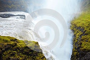 Iceland, waterfall Gullfoss tour of the Golden ring