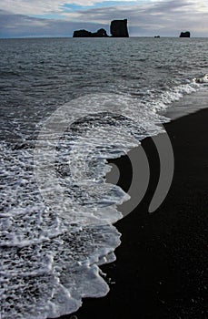 Iceland west Coast, the sea entering the black sand