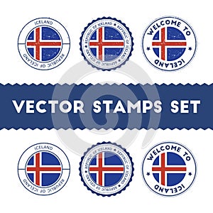 Icelander flag rubber stamps set.