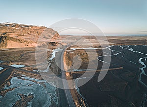 Icelandic aerial photography captured by drone.Beautiful landscape in the Myvatn lake in an area of active volcanism in