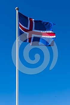 Icelandic Flag with blue Sky