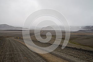 Icelandic gravel road through highlands