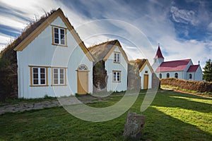 Icelandic historic turf farm Glaumbaer. North Iceland photo