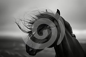 Icelandic Horse With Wind Blown Mane