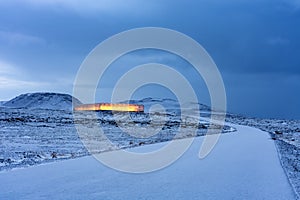 Icelandic huge greenhouse glasshouse winter time