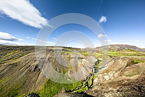 Icelandic landscape with cascading stream