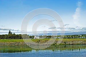 Icelandic Landscape with small traditional house