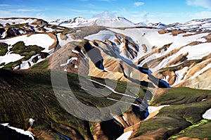 Icelandic mountain landscape on early summer