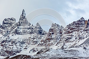 Icelandic mountain peaks covered with snow