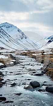 Icelandic River: A Serene Journey Through Snowy Landscapes
