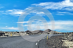 Icelandic road on a sunny day