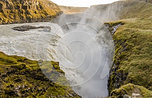 Icelandic Waterfall Gullfoss - Golden Falls. the most powerful on Iceland and Europe