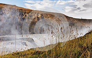 Icelandic Waterfall Gullfoss - Golden Falls. the most powerful on Iceland and Europe