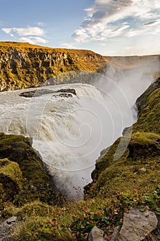 Icelandic Waterfall Gullfoss - Golden Falls. the most powerful on Iceland and Europe