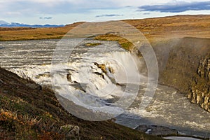 Icelandic Waterfall Gullfoss - Golden Falls. the most powerful on Iceland and Europe