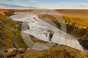 Icelandic Waterfall Gullfoss - Golden Falls. the most powerful on Iceland and Europe